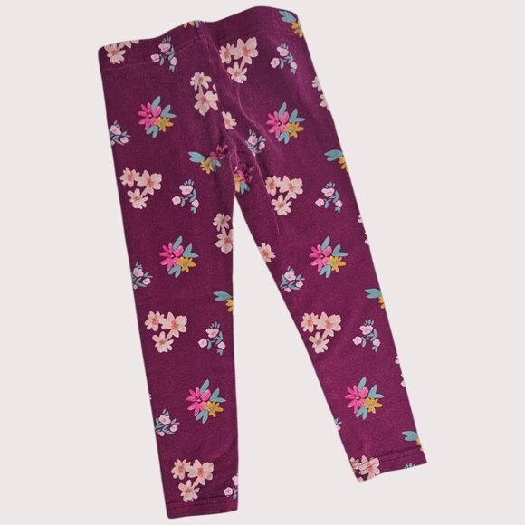 Girl's 3T Carter's Lot of 2pr Maroon Floral & Teal Floral Leggings T18 - Picture 5 of 7